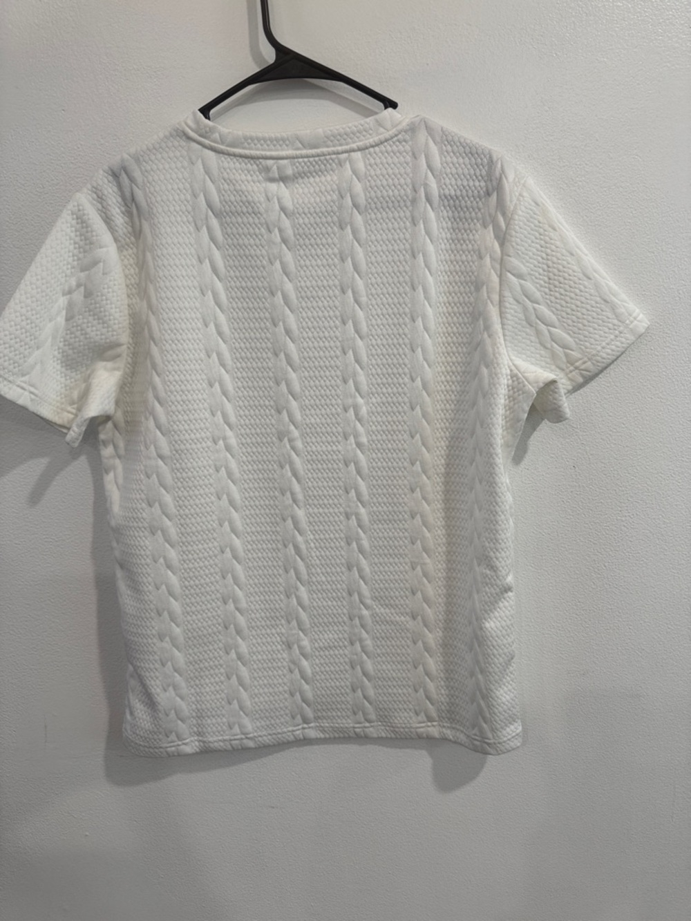 Mens Short Sleeve Thickened Cable Knit White Shirt Size Small - Picture 3 of 3